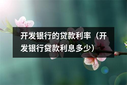 开发银行的贷款利率（开发银行贷款利息多少）