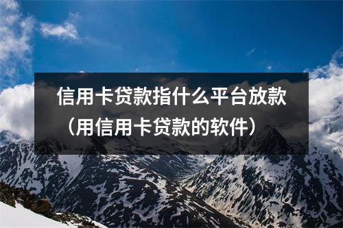 信用卡贷款指什么平台放款（用信用卡贷款的软件）