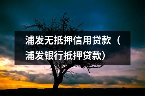 浦发无抵押信用贷款（浦发银行抵押贷款）