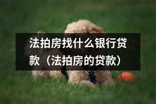 法拍房找什么银行贷款（法拍房的贷款）