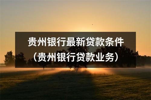 贵州银行最新贷款条件（贵州银行贷款业务）