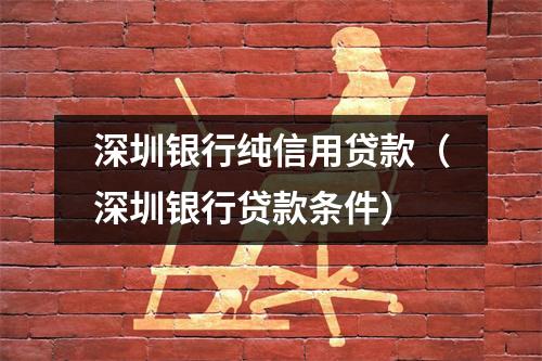 深圳银行纯信用贷款（深圳银行贷款条件）
