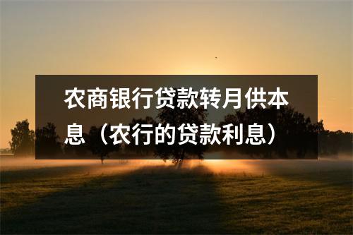 农商银行贷款转月供本息(农行的贷款利息)