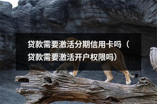 贷款需要激活分期信用卡吗（贷款需要激活开户权限吗）