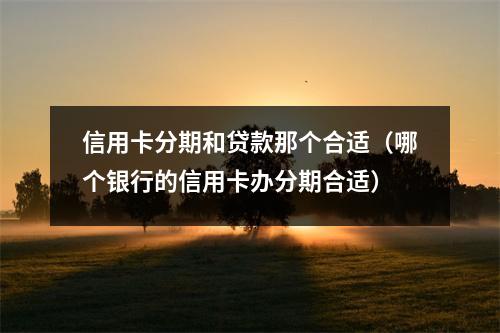 信用卡分期和贷款那个合适（哪个银行的信用卡办分期合适）