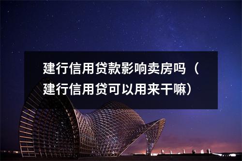 建行信用贷款影响卖房吗（建行信用贷可以用来干嘛）