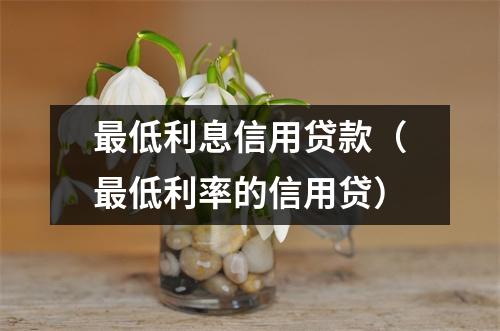 最低利息信用贷款（最低利率的信用贷）