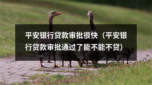 平安银行贷款审批很快（平安银行贷款审批通过了能不能不贷）