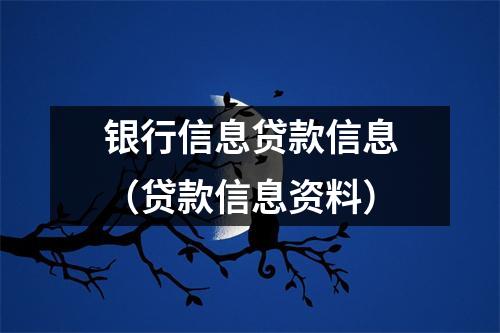 银行信息贷款信息（贷款信息资料）
