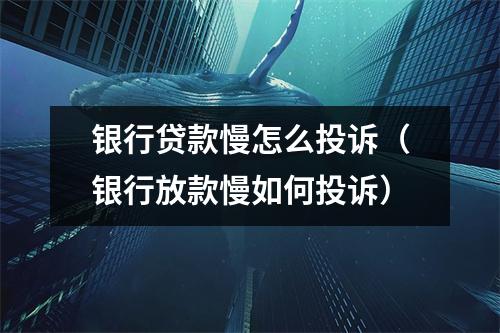 银行贷款慢怎么投诉（银行放款慢如何投诉）
