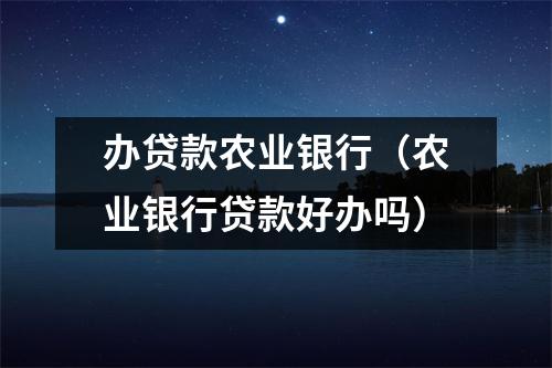 办贷款农业银行（农业银行贷款好办吗）