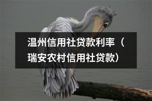 温州信用社贷款利率（瑞安农村信用社贷款）