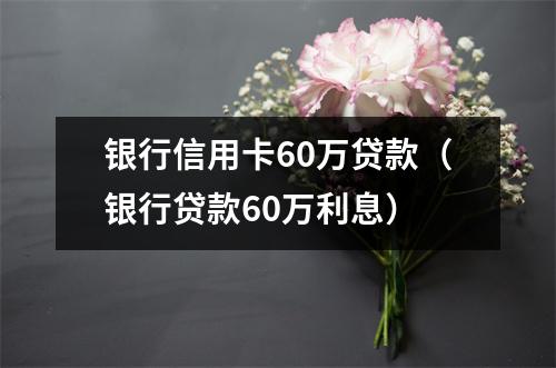 银行信用卡60万贷款（银行贷款60万利息）