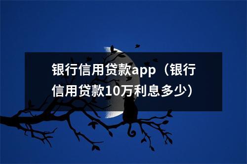 银行信用贷款app（银行信用贷款10万利息多少）