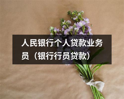 人民银行个人贷款业务员(银行行员贷款)