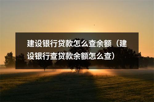 建设银行贷款怎么查余额（建设银行查贷款余额怎么查）