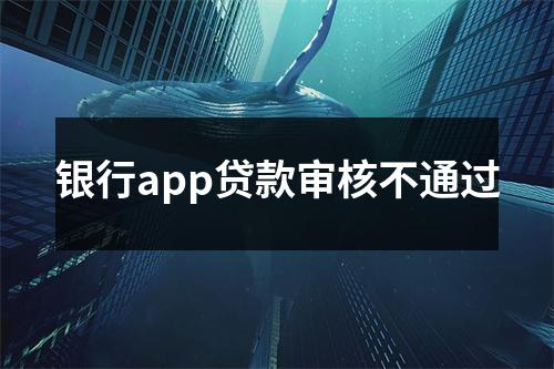 银行app贷款审核不通过