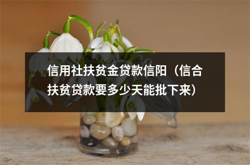 信用社扶贫金贷款信阳（信合扶贫贷款要多少天能批下来）