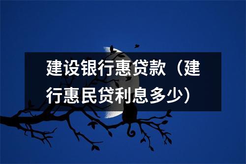 建设银行惠贷款（建行惠民贷利息多少）