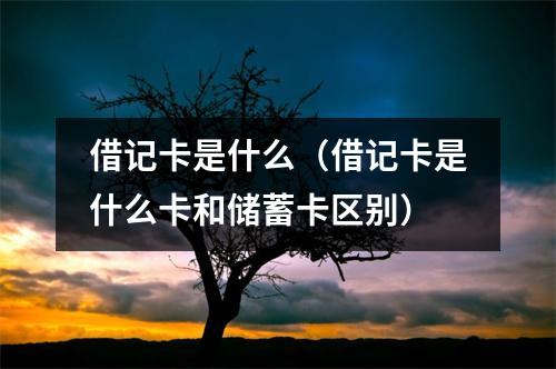 借记卡是什么（借记卡是什么卡和储蓄卡区别）