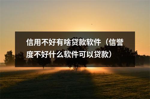 信用不好有啥贷款软件（信誉度不好什么软件可以贷款）