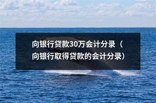 向银行贷款30万会计分录（向银行取得贷款的会计分录）