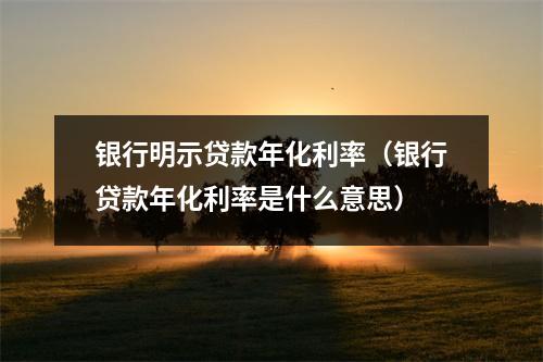 银行明示贷款年化利率（银行贷款年化利率是什么意思）