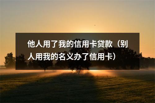 他人用了我的信用卡贷款（别人用我的名义办了信用卡）
