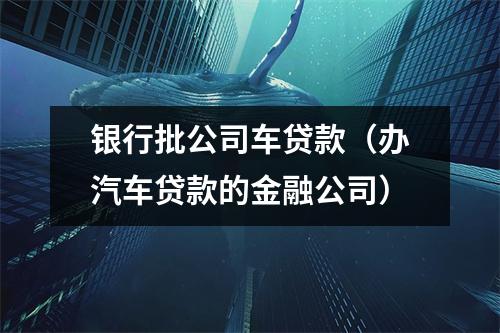 银行批公司车贷款（办汽车贷款的金融公司）