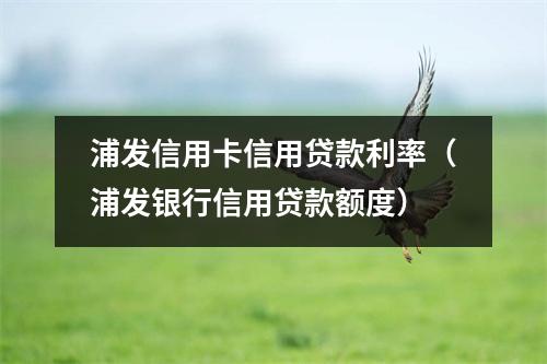 浦发信用卡信用贷款利率（浦发银行信用贷款额度）