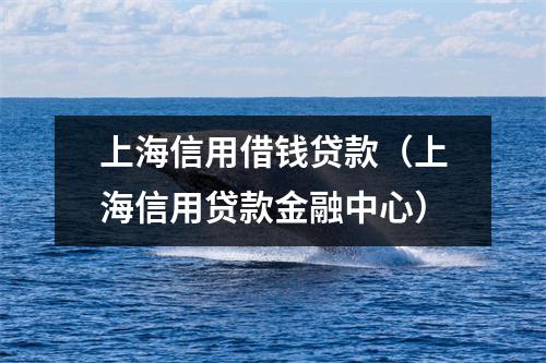 上海信用借钱贷款（上海信用贷款金融中心）