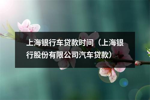 上海银行车贷款时间（上海银行股份有限公司汽车贷款）