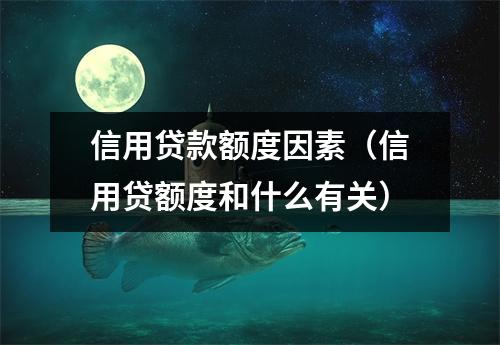 信用贷款额度因素（信用贷额度和什么有关）
