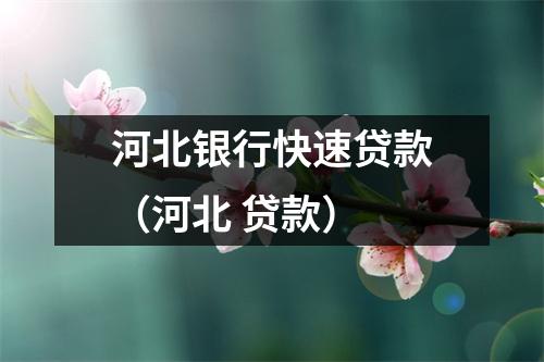 河北银行快速贷款（河北 贷款）