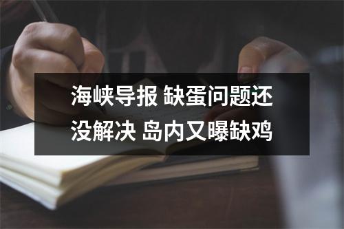 海峡导报 缺蛋问题还没解决 岛内又曝缺鸡