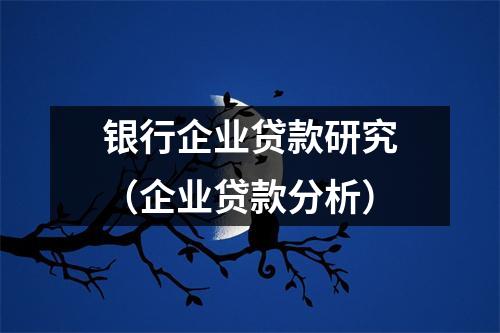 银行企业贷款研究（企业贷款分析）