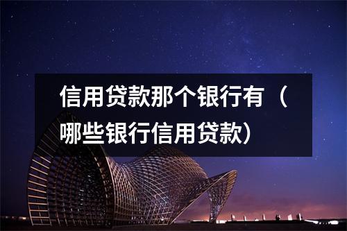 信用贷款那个银行有（哪些银行信用贷款）