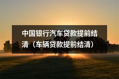 中国银行汽车贷款提前结清（车辆贷款提前结清）