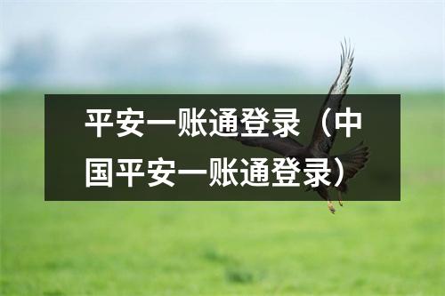 平安一账通登录（中国平安一账通登录）