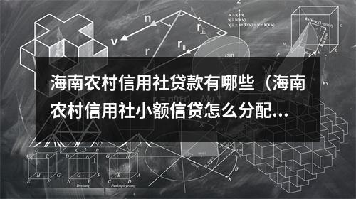 海南农村信用社贷款有哪些（海南农村信用社小额信贷怎么分配）