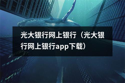 光大银行网上银行（光大银行网上银行app下载）