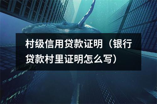 村级信用贷款证明（银行贷款村里证明怎么写）