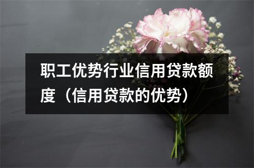 职工优势行业信用贷款额度(信用贷款的优势)