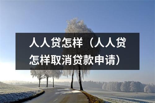 人人贷怎样（人人贷怎样取消贷款申请）