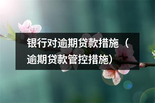 银行对逾期贷款措施（逾期贷款管控措施）