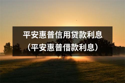 平安惠普信用贷款利息（平安惠普借款利息）