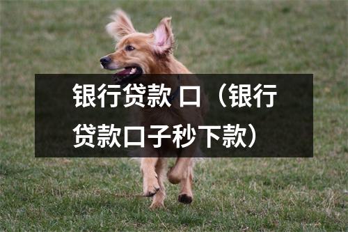 银行贷款 口（银行贷款口子秒下款）