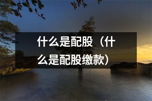 什么是配股（什么是配股缴款）
