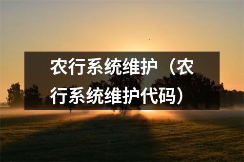 农行系统维护（农行系统维护代码）