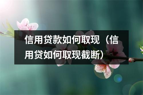 信用贷款如何取现（信用贷如何取现截断）